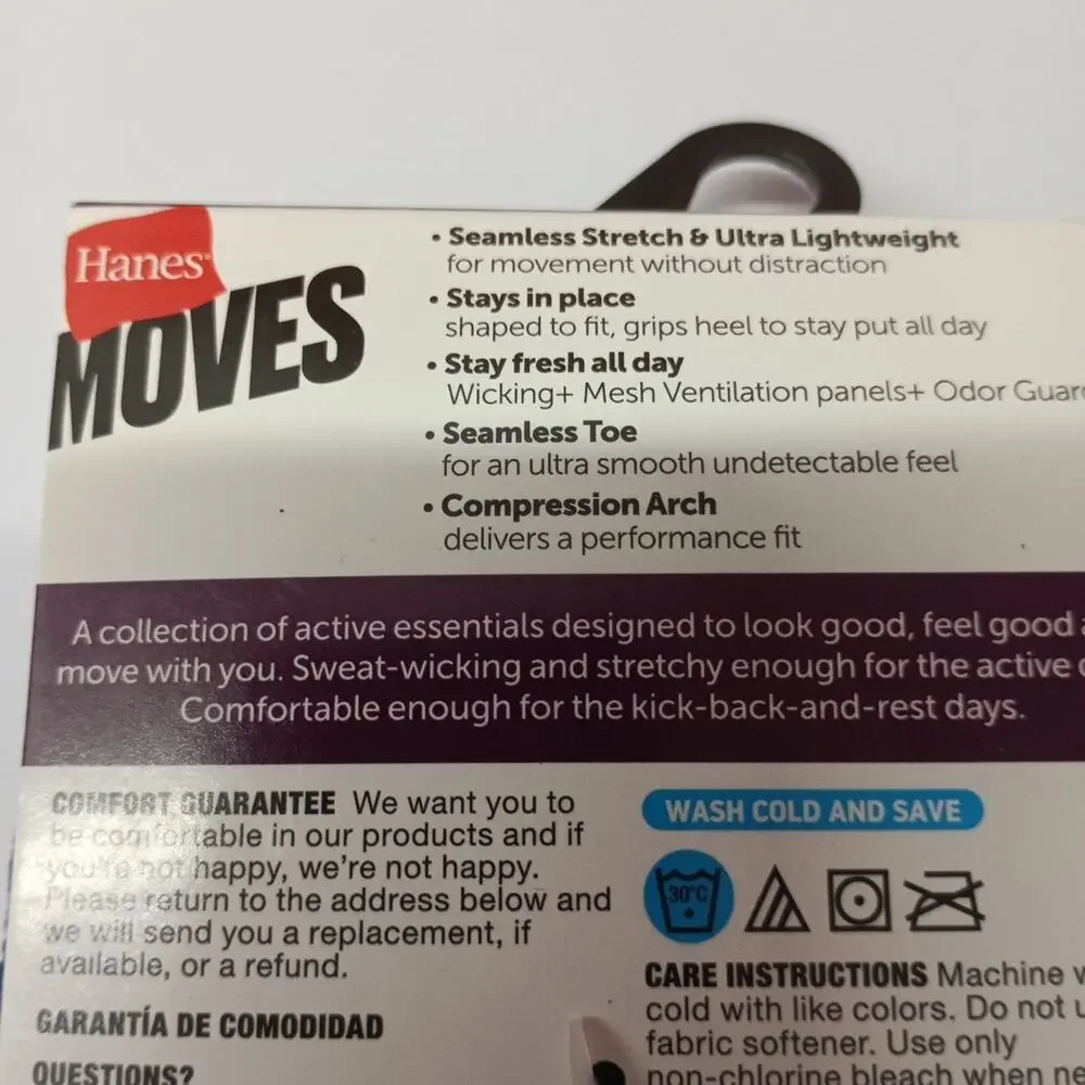 Hanes Moves‎ Ankle Socks 6 Pairs Women's Size 5-9 Assorted Seamless Stretch